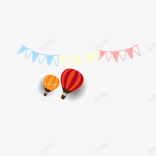 两个卡通红色黄色热气球png免抠素材_新图网 https://ixintu.com 卡通 热气球 红色 黄色