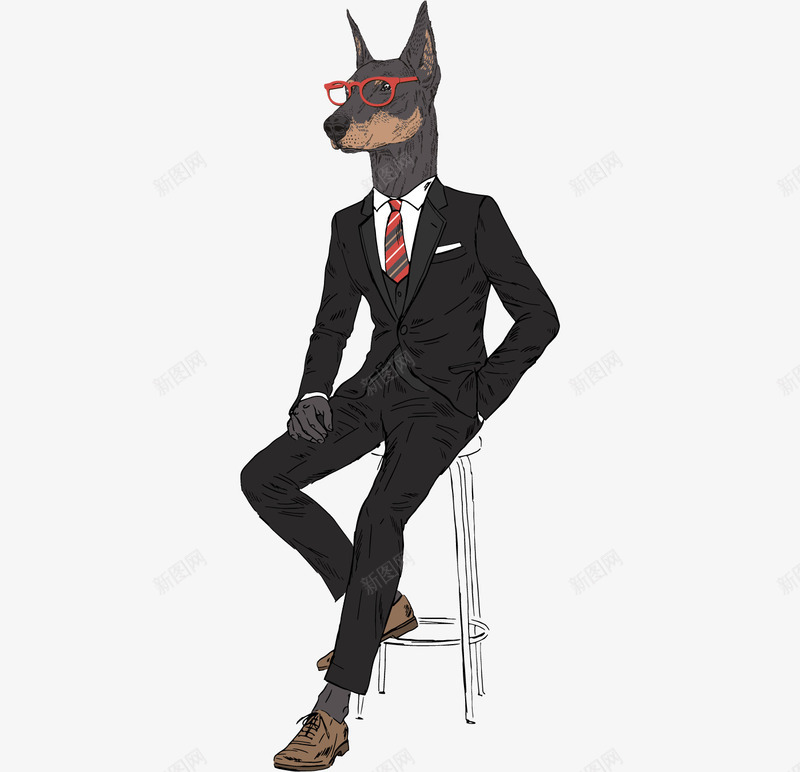 穿西装的狗png免抠素材_新图网 https://ixintu.com 创意 坐着 小狗 帅气 穿着 衬衫 西装 领带