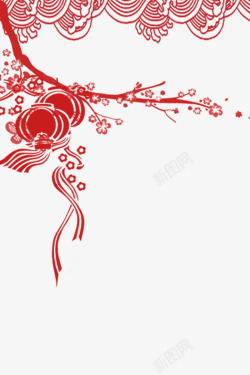 古典喜庆背景红色灯笼窗花元旦节高清图片