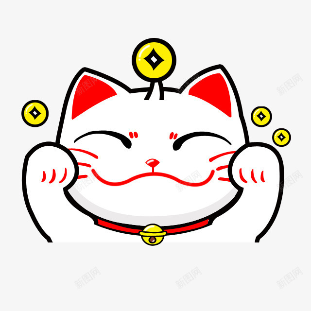 卡通招财猫png免抠素材_新图网 https://ixintu.com 动物 可爱卡通 招财猫 猫咪 金币