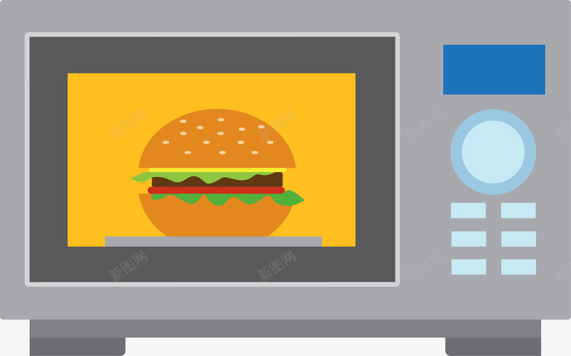 灰色微波炉png免抠素材_新图网 https://ixintu.com 微波炉 扁平化 灰色 烹调 矢量图案 餐饮机器