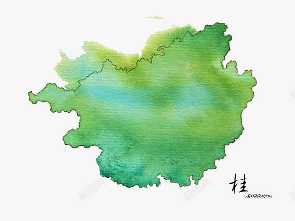 广西壮族自治区水墨地图