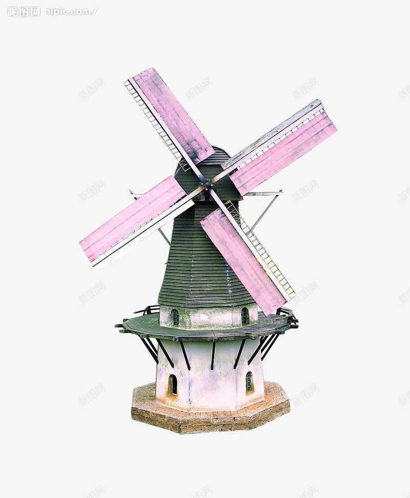 荷兰大风车png免抠素材_新图网 https://ixintu.com 建筑 旅游景点 标志 粉色 荷兰 风车