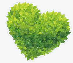 绿色心型餐具绿色树叶拼凑成的心型高清图片