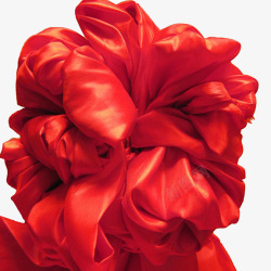 剪彩花球节日上用的红绸扎花高清图片