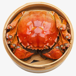 竹筐里的大闸蟹红色美味的食物蒸笼里的大闸蟹实高清图片