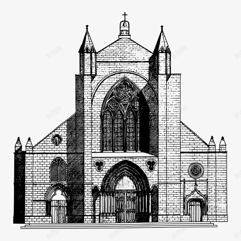 宗教教堂png免抠素材_新图网 https://ixintu.com 历史 古老 宗教 手绘 教堂 法式建筑 礼拜