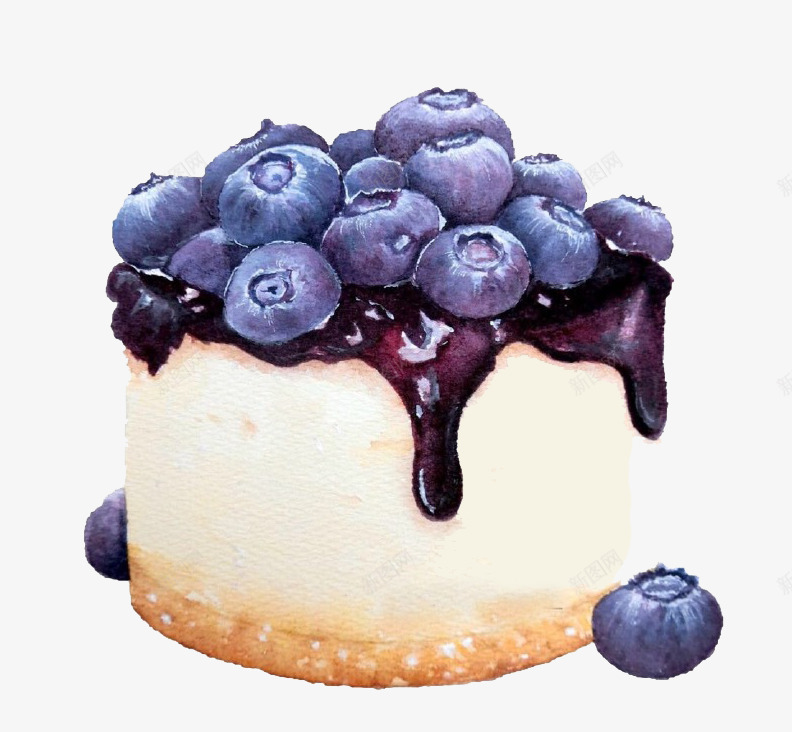 卡通蓝莓蛋糕png免抠素材_新图网 https://ixintu.com 港式甜品 点心 甜品 蓝莓 蛋糕