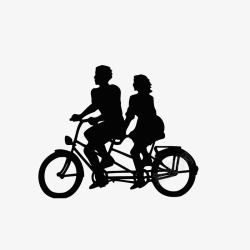 骑单车剪影约会情侣骑单车高清图片