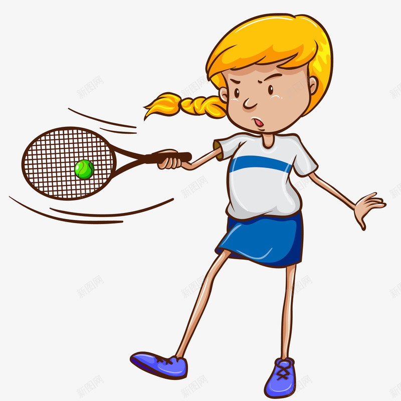 女孩打网球插画矢量图ai免抠素材_新图网 https://ixintu.com 体育锻炼 免抠PNG 女孩打网球矢量插画 网球 网球公开赛 运动 矢量图