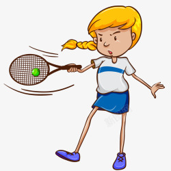 女孩打网球插画矢量图素材