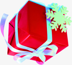 红色包装纸礼物雪花装饰素材