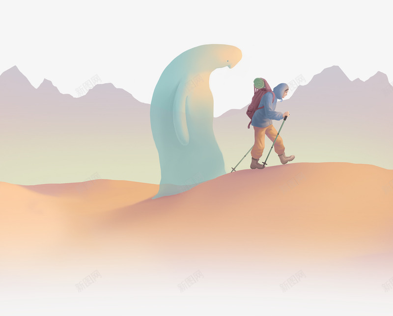 沙漠行走的老人和他的影子png免抠素材_新图网 https://ixintu.com 影子 沙漠 老人 行走