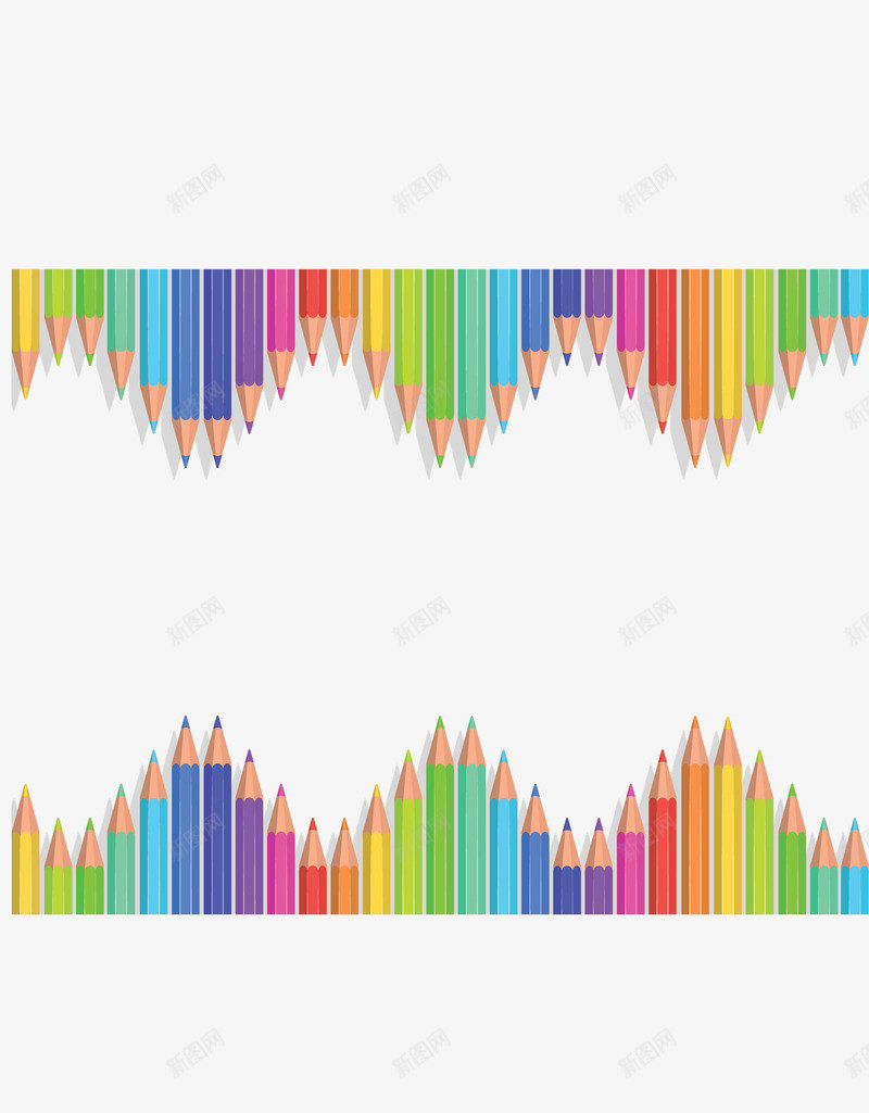 彩色铅笔锯齿边框矢量图ai免抠素材_新图网 https://ixintu.com 开学日 彩色铅笔 彩铅 矢量png 锯齿 锯齿边框 矢量图