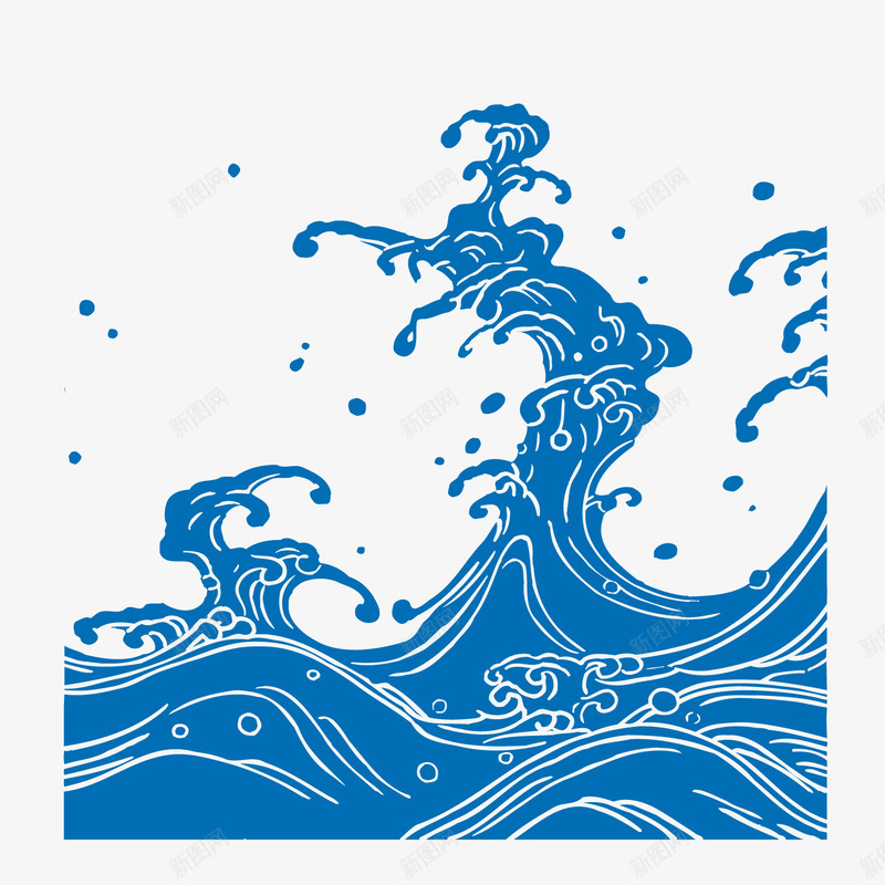 线条蓝色海浪矢量图eps免抠素材_新图网 https://ixintu.com 海浪 矢量素材 线条 蓝色 矢量图