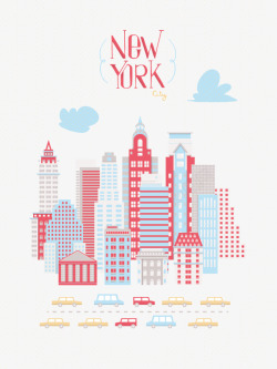 扁平化卡通纽约城市素材