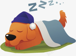 精疲力尽睡着可爱插图乏力睡着的狗狗高清图片