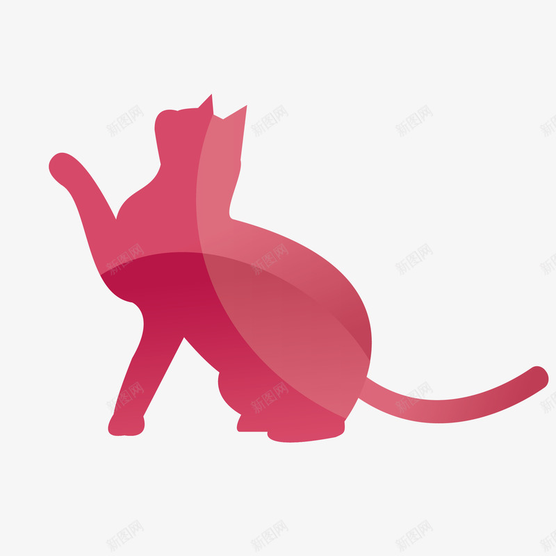 粉色猫咪剪影png免抠素材_新图网 https://ixintu.com png图形 png装饰 动物 猫咪 粉色 装饰