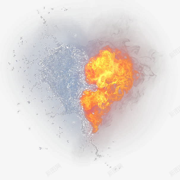 水与火png免抠素材_新图网 https://ixintu.com 一把火 喷雾 壁纸心形 心的形状 水 水与火相容 液体烟 滴 火 火焰