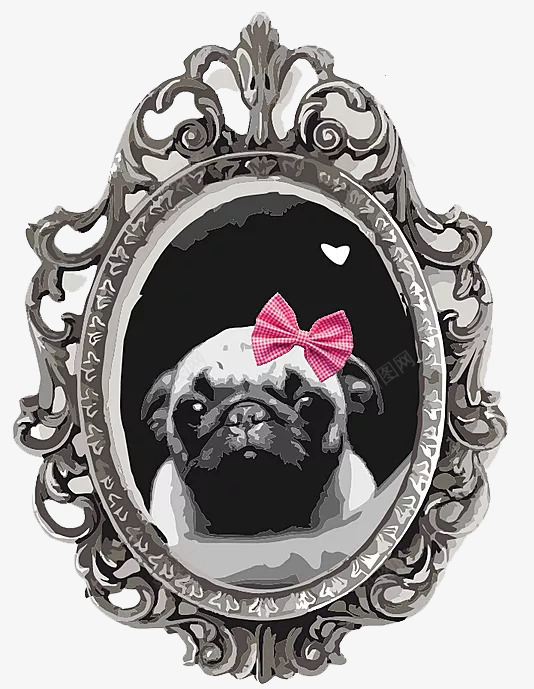 可爱八哥犬png免抠素材_新图网 https://ixintu.com 中国犬 八哥犬 动物 卡通 宠物 小型犬种 插画 镜框