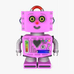 粉色可爱的金属机器人素材