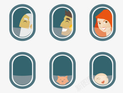 乘客的飞机可爱卡通扁平飞机窗高清图片