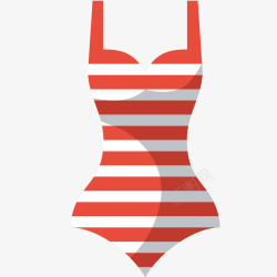 连体泳衣女士红色条纹泳装插画矢量图高清图片