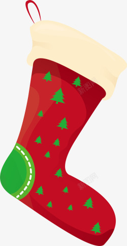 圣诞树图案红色圣诞树袜子高清图片