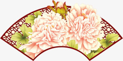 盛开的牡丹花扇子高清图片