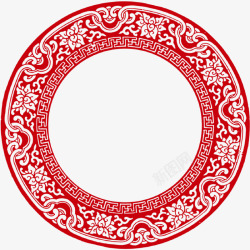 瓷砖纹理地砖纹理纹理红色圆形中国风边框纹理高清图片