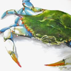 水彩手绘螃蟹素材