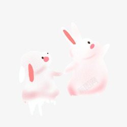 手绘白色可爱兔子素材