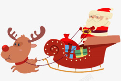 卡通圣诞麋鹿雪橇上的老人素材