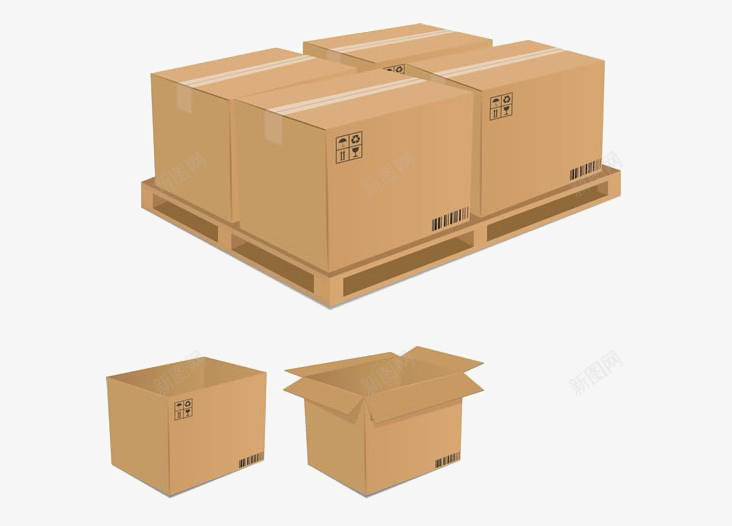 踏板上的纸箱png免抠素材_新图网 https://ixintu.com 包装箱 木板 纸壳 纸箱设计