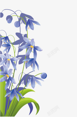 花草装饰紫色花卉装饰矢量图高清图片