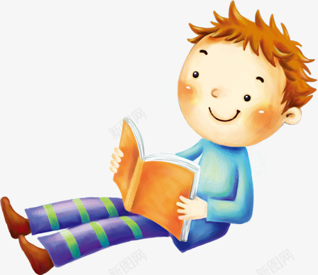 蓝色可爱读书儿童png免抠素材_新图网 https://ixintu.com 儿童 可爱 蓝色 读书