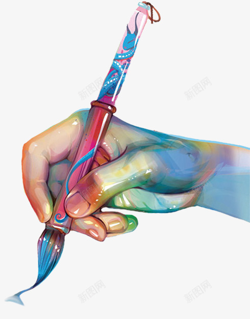 握画笔的手png免抠素材_新图网 https://ixintu.com 油画 画画 画笔 绘画