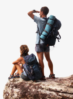 登山客外国登山爱好者情侣高清图片
