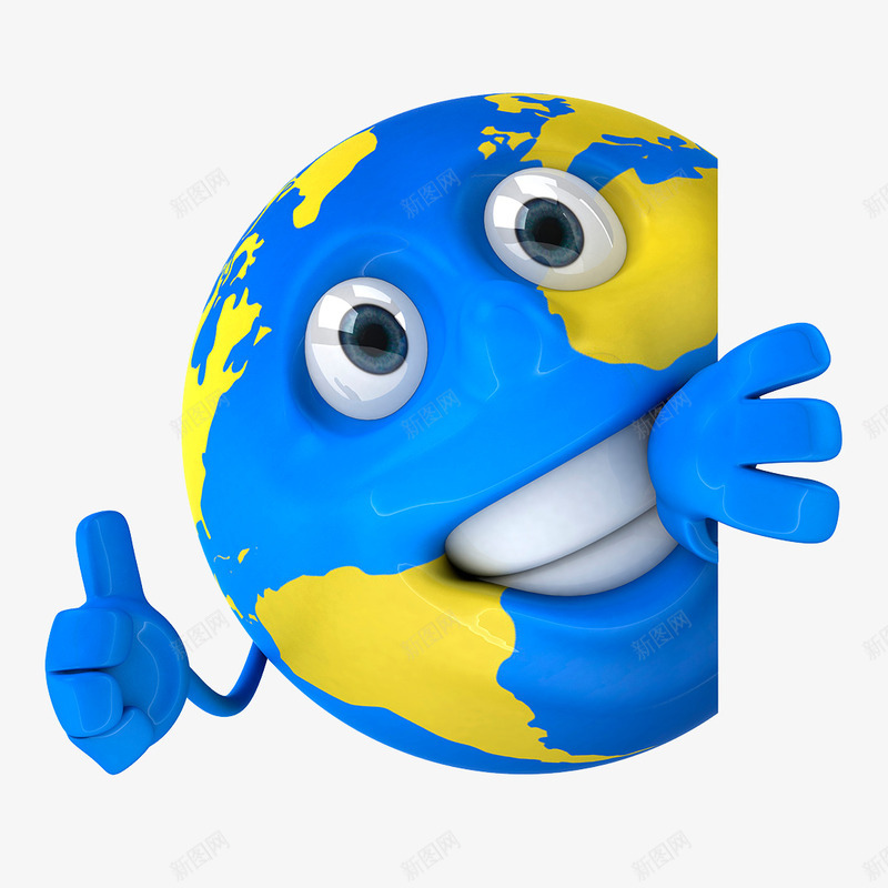 卡通三维蓝色地球png免抠素材_新图网 https://ixintu.com 3D C4D 三维 卡通 可爱 地球 机 立体 蓝色 表情