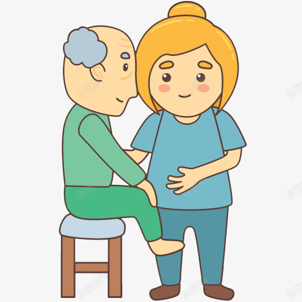 看病的老人png免抠素材_新图网 https://ixintu.com 医生 卡通 坐着的 护士 护工 插图 椅子 老人