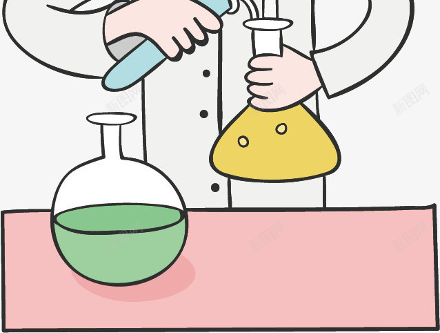 做实验的博士png免抠素材_新图网 https://ixintu.com 做实验 博士 卡通手绘 实验室 水彩 液体 老人