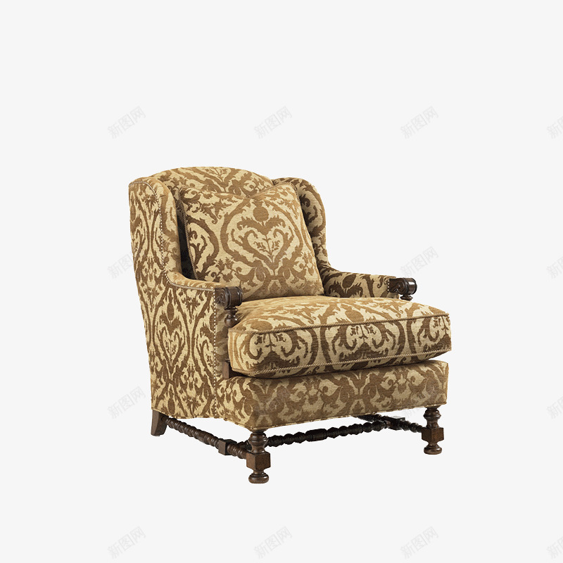 高档美式实木单人沙发png免抠素材_新图网 https://ixintu.com 定制单人沙发 实木家具 布艺休闲椅 新古典单人沙发 欧式单人沙发 高端单人沙发
