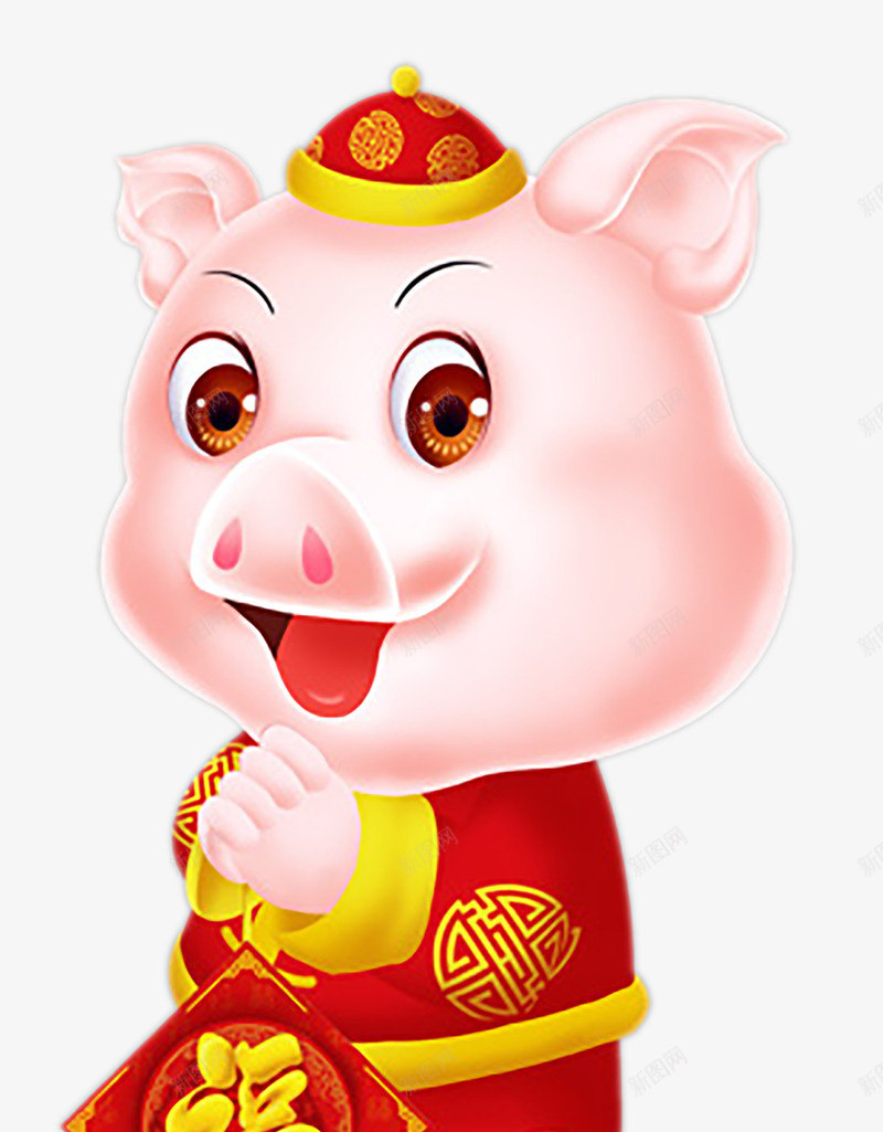 新年福猪卡通图png免抠素材_新图网 https://ixintu.com 免抠图 卡通 小猪 带着帽子的小猪 新年 新年猪 猪 福猪