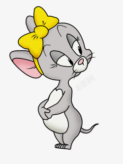 黄色老鼠戴黄色蝴蝶结的卡通老鼠高清图片