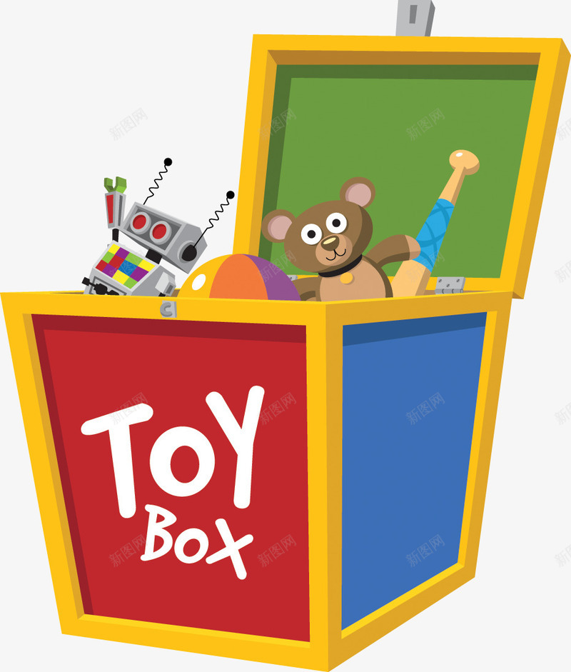 ToyBoxpng免抠素材_新图网 https://ixintu.com 小熊 木箱 机器人 箱子 魔术箱