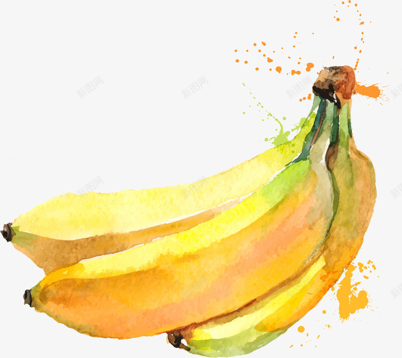 香蕉矢量图ai免抠素材_新图网 https://ixintu.com 墨滴 墨点 大香蕉大 彩色 水彩 水果 矢量图 笔墨 美食 设计 餐饮美食 香蕉 黄色