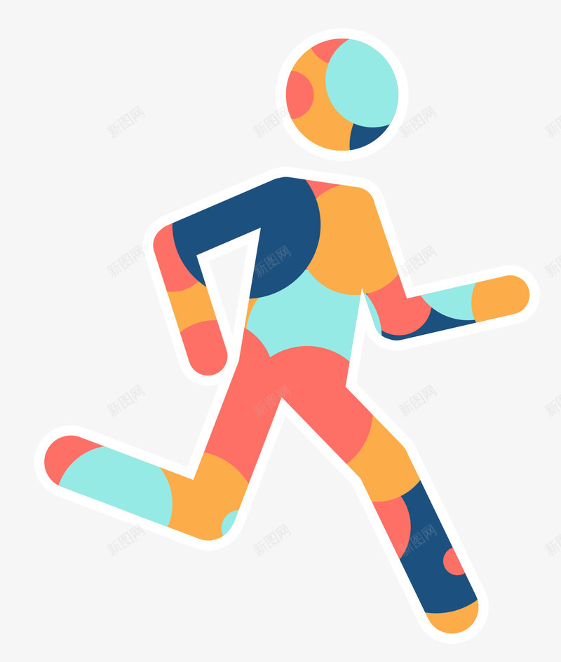 马拉松拼凑色块小人png免抠素材_新图网 https://ixintu.com 拼凑小人 童趣 色块小人 跑步 跑步logo 锻炼 马拉松