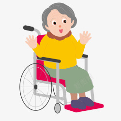 坐在轮椅上的老奶奶矢量图素材