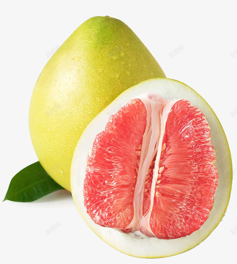 红色柚子png免抠素材_新图网 https://ixintu.com 剥开的柚子 剥柚子 吃货 柚子 柚子叶子 水果 红色 食物