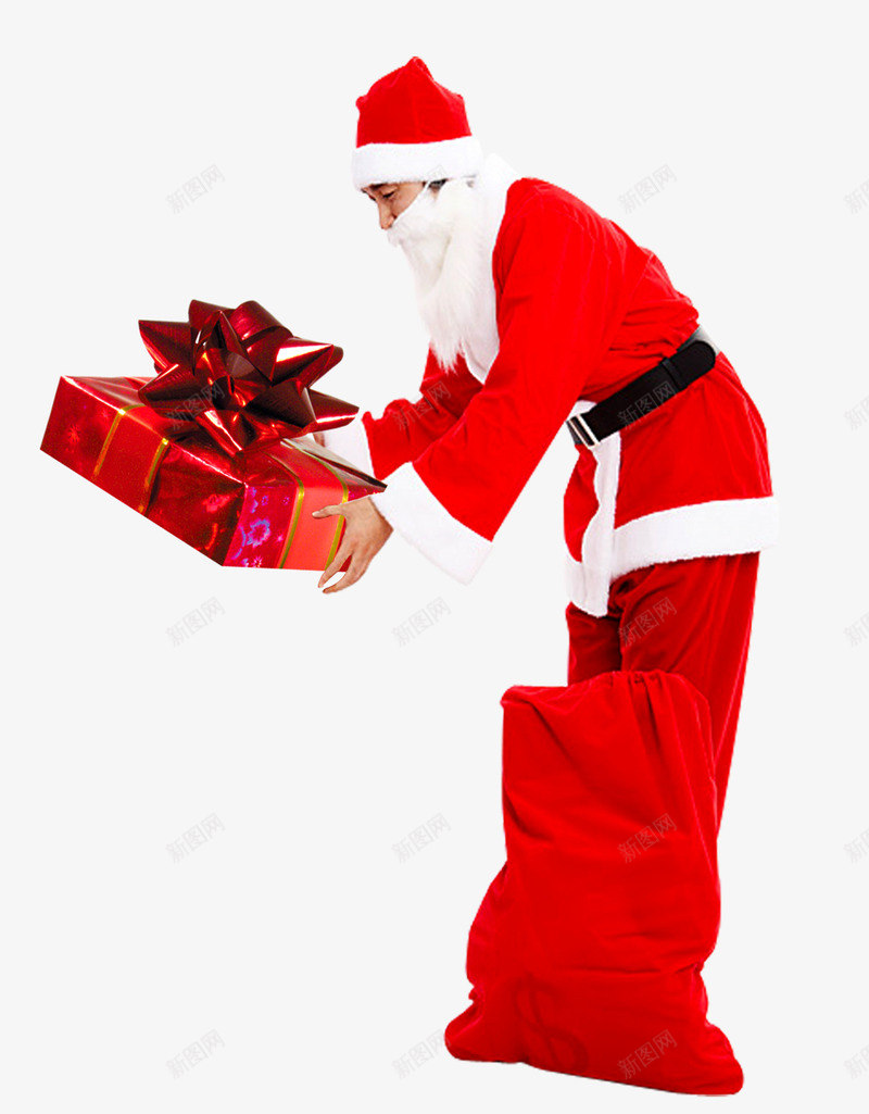 弯腰分发的礼物的圣诞老人psd免抠素材_新图网 https://ixintu.com 圣诞老人 圣诞节 大礼包 装礼物的袋子
